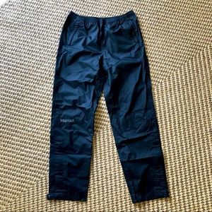 Marmot Boys Rain Pants, Size L, Black. Good fit for a petite woman.